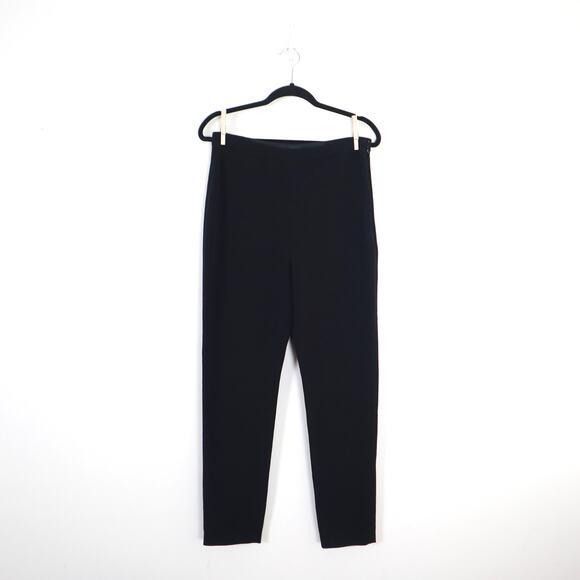 Brandon Maxwell Size 10 Crepe Cigarette Pants Side Zip Black High Rise - Picture 2 of 12
